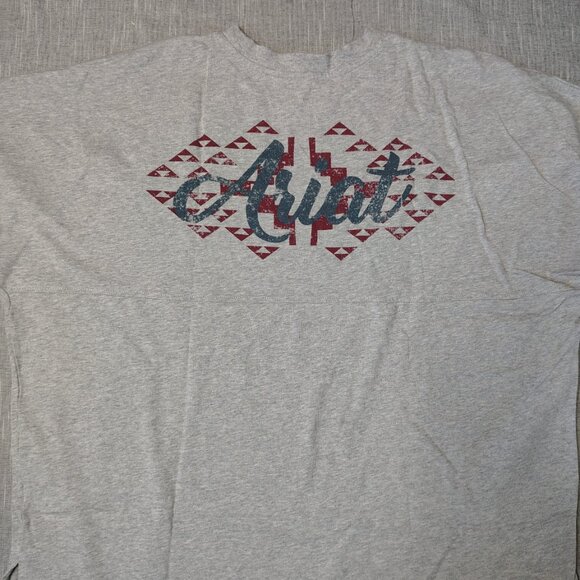 Ariat REAL Oversized Graphic Shirt Womens Size XXL Gray Aztec Western - Picture 6 of 13